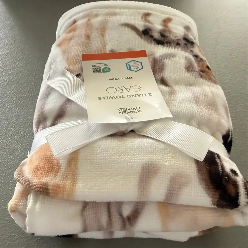 Caro Home 2-Pack Dog Print Hand Towels 100% Cotton Golden Retriever Dachshund